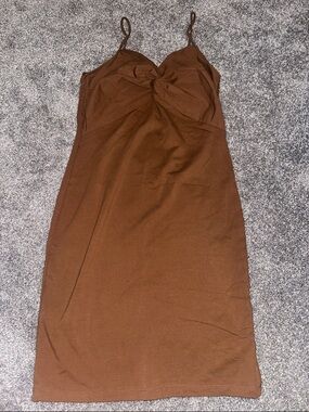 Forever 21 Chocolate Brown Twist-Front Midi Dress